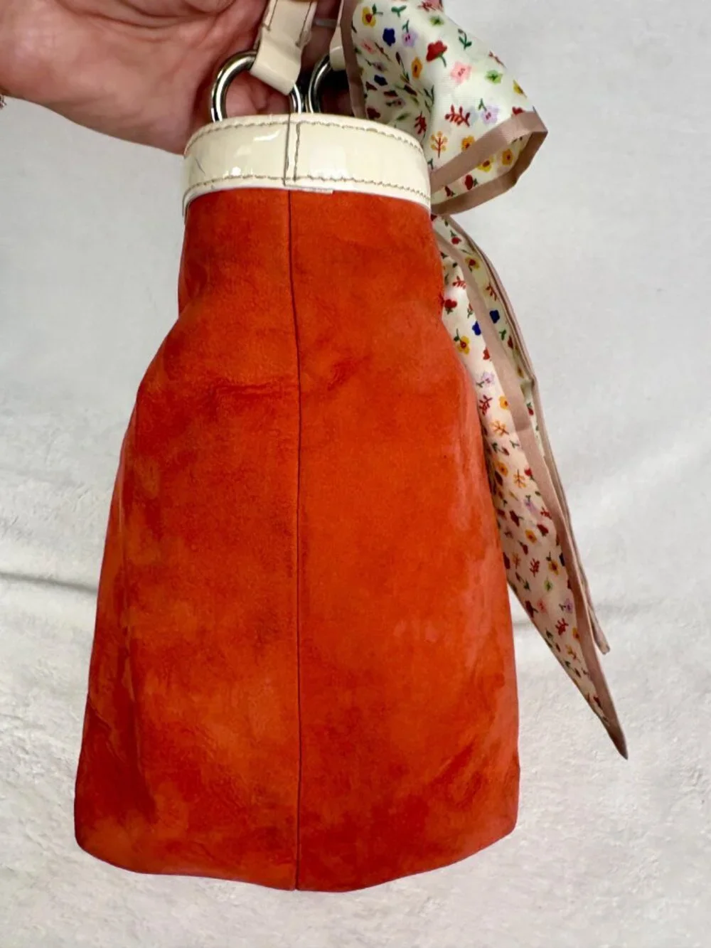 Coach Rare Vintage Hamptons Vermilion Suede Tote with Scarf